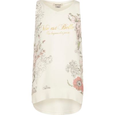 Girls cream floral print vest